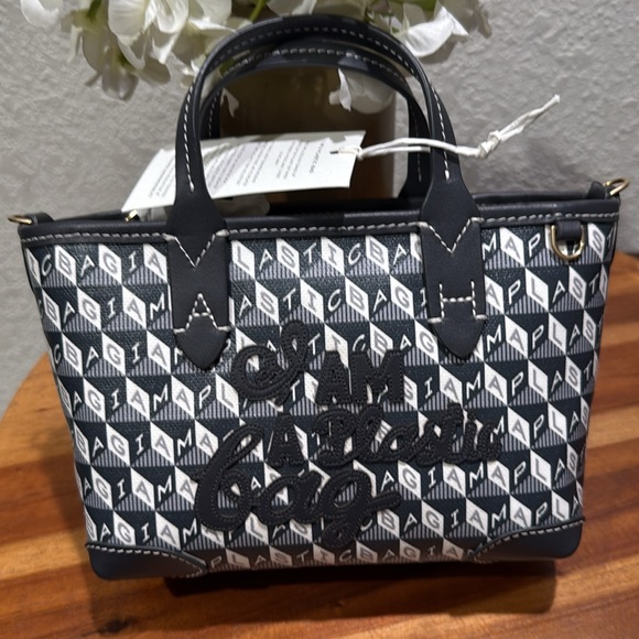 ANYA HINDMARCH I Am A Plastic Bag Tote Mini Motif Charcoal Recycled Canvas .NWT. - Picture 3 of 14